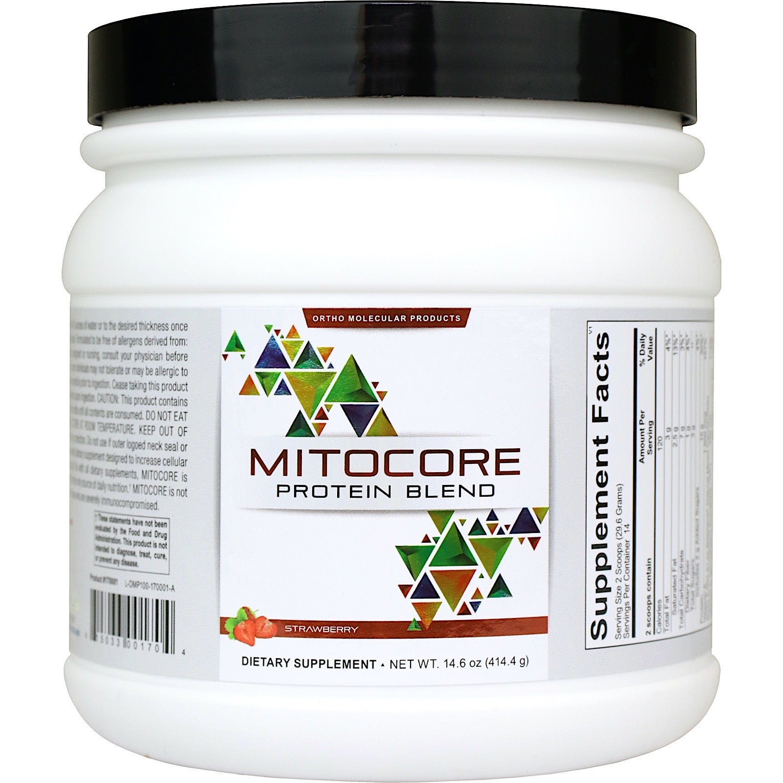 Ortho Molecular, MitoCORE® Protein Blend Strawberry, 14.6 oz (414.4 g) UPC 615033001704 | Hilife Vitamins